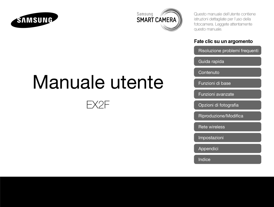 Samsung EC-EX2FZZBPWE1, EC-EX2FZZBPBE1 manual Manuale utente 