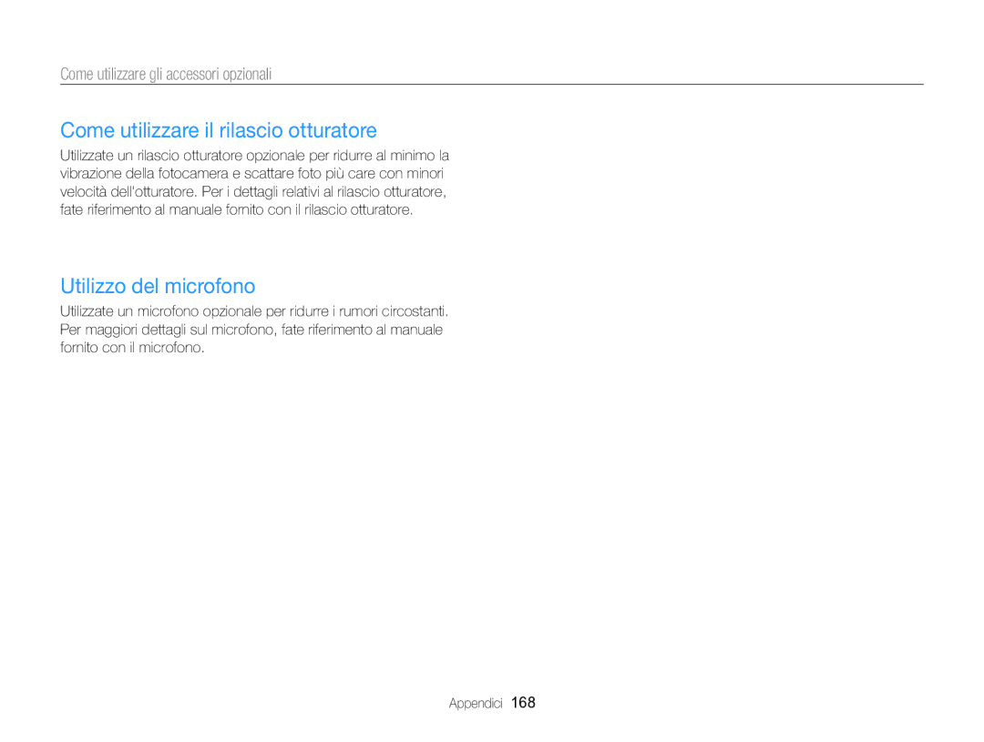 Samsung EC-EX2FZZBPWE1, EC-EX2FZZBPBE1 manual Come utilizzare il rilascio otturatore, Utilizzo del microfono 