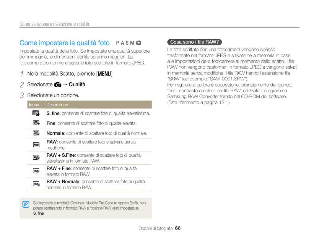 Samsung EC-EX2FZZBPWE1, EC-EX2FZZBPBE1 Come impostare la qualità foto p a h M g, Come selezionare risoluzione e qualità 