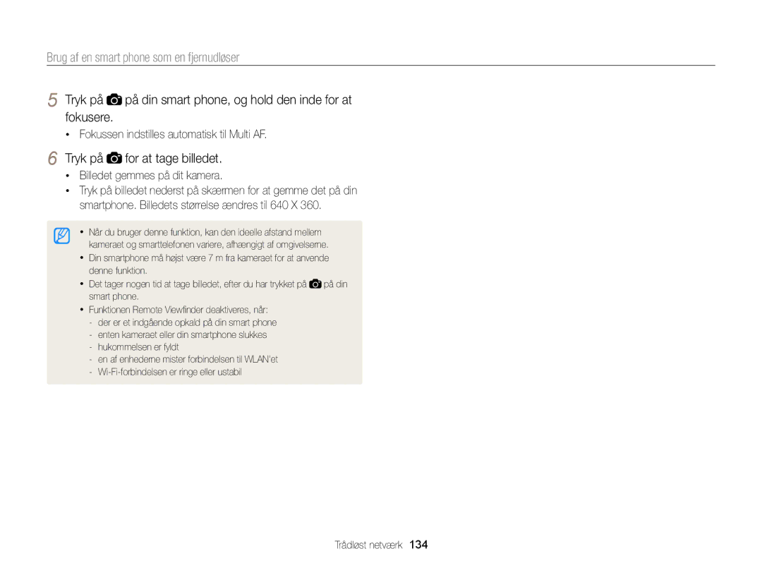 Samsung EC-EX2FZZBPWE2, EC-EX2FZZBPBE2 manual Brug af en smart phone som en fjernudløser, Tryk på for at tage billedet 