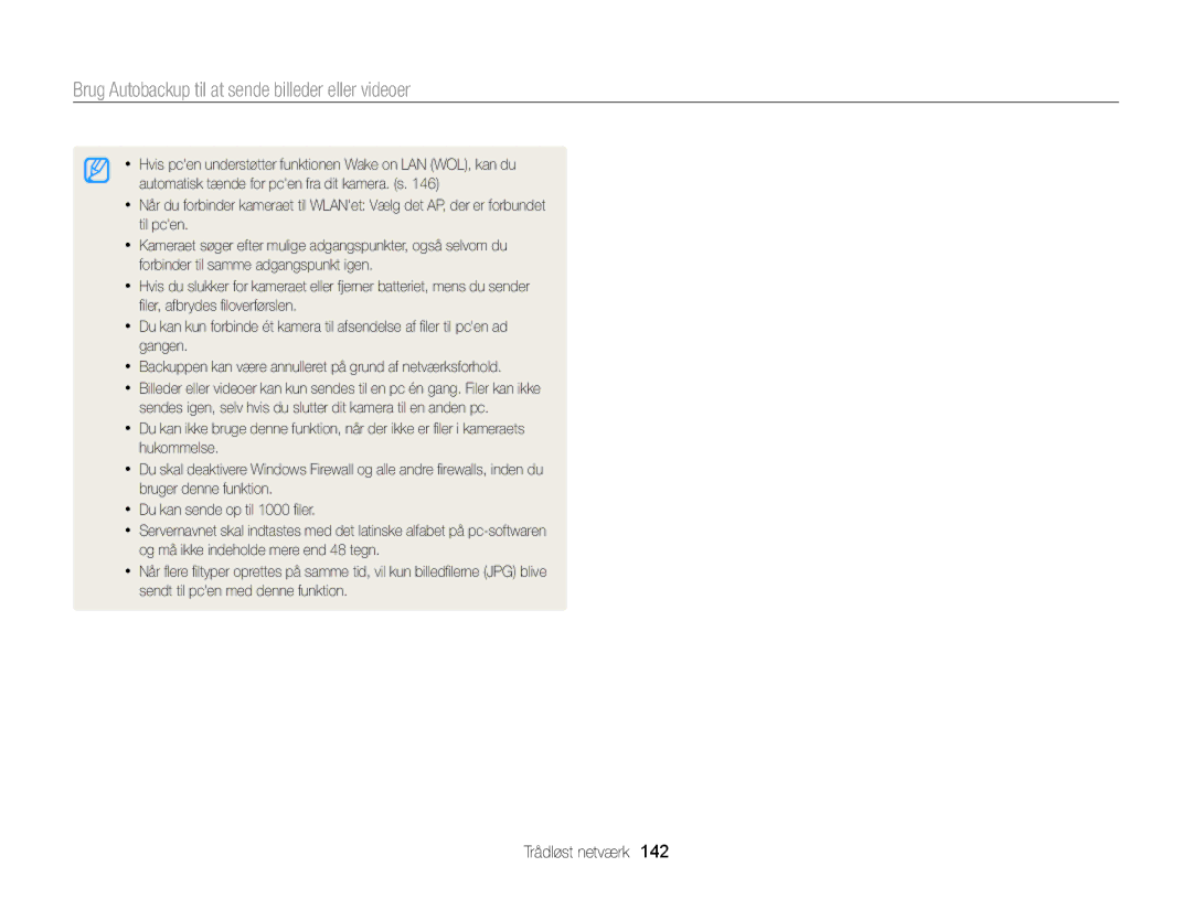 Samsung EC-EX2FZZBPWE2, EC-EX2FZZBPBE2 manual Brug Autobackup til at sende billeder eller videoer 