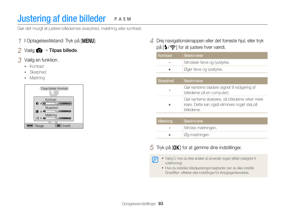 Samsung EC-EX2FZZBPBE2, EC-EX2FZZBPWE2 manual Kontrast Skarphed Mætning, Skarphed Beskrivelse, Billederne på en computer 