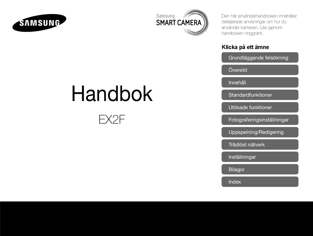 Samsung EC-EX2FZZBPWE2, EC-EX2FZZBPBE2 manual Handbok 