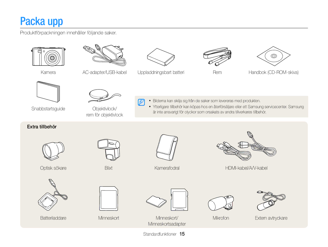 Samsung EC-EX2FZZBPBE2, EC-EX2FZZBPWE2 manual Packa upp 