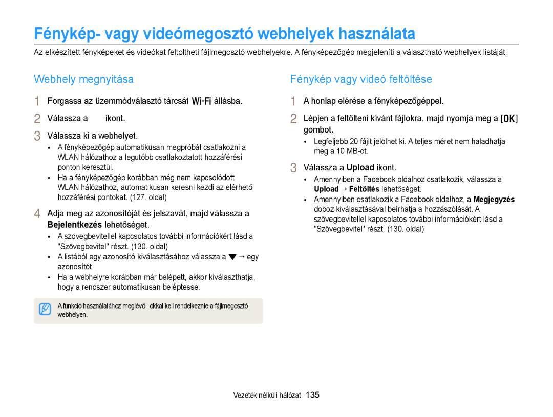 Samsung EC-EX2FZZBPBE3 Fénykép- vagy videómegosztó webhelyek használata, Webhely megnyitása, Fénykép vagy videó feltöltése 