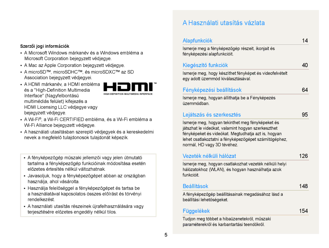 Samsung EC-EX2FZZBPBE2, EC-EX2FZZBPBE3, EC-EX2FZZBPWE3, EC-EX2FZZBPWE2 Használati utasítás vázlata, Szerzői jogi információk 