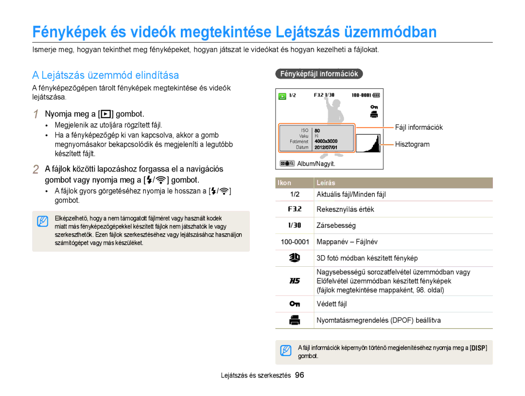 Samsung EC-EX2FZZBPWE3, EC-EX2FZZBPBE3 manual Fényképek és videók megtekintése Lejátszás üzemmódban, Nyomja meg a P gombot 