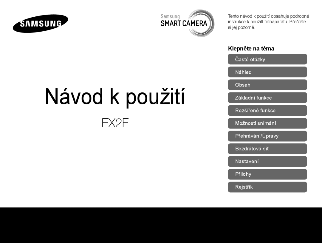 Samsung EC-EX2FZZBPWE3, EC-EX2FZZBPBE3 manual Návod k použití 