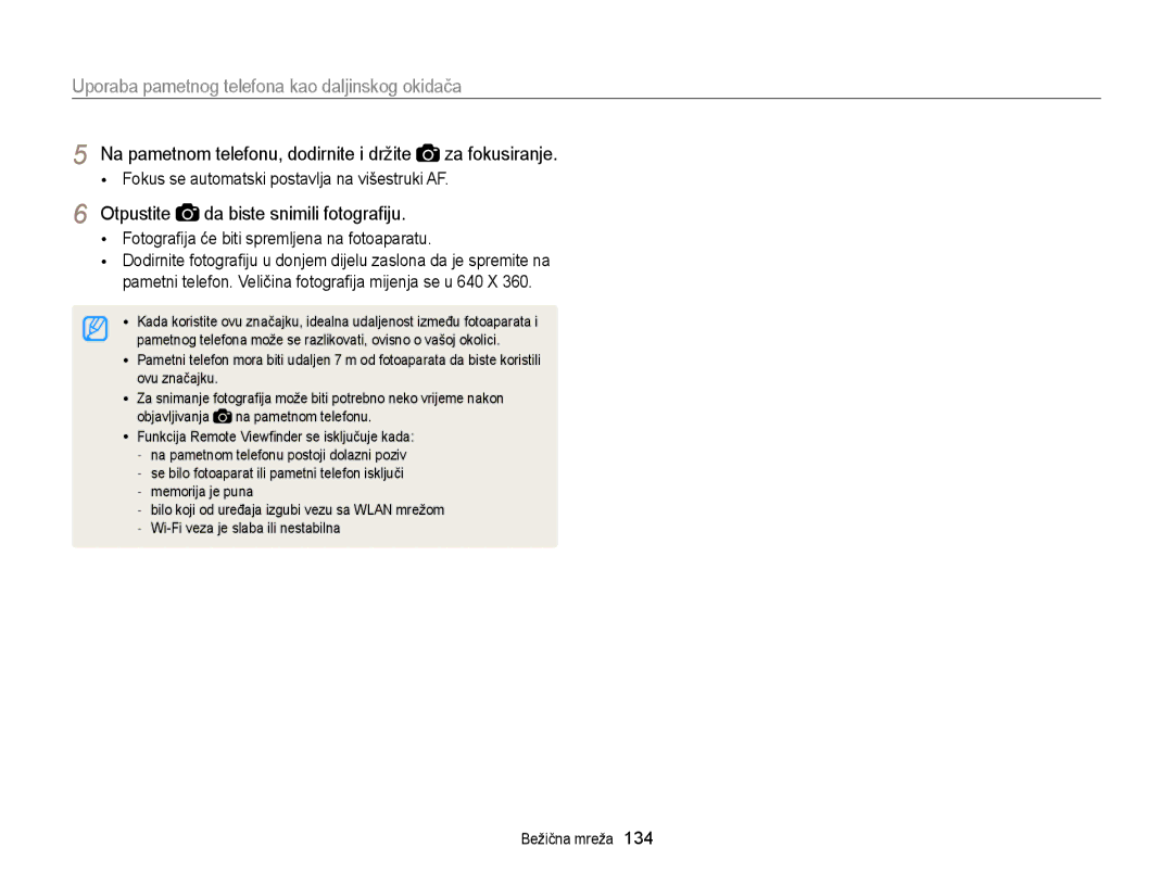 Samsung EC-EX2FZZBPWE3, EC-EX2FZZBPBE3 manual Uporaba pametnog telefona kao daljinskog okidača, Otpustite 