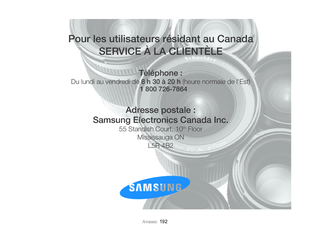 Samsung EC-EX2FZZBPWFR, EC-EX2FZZBPBFR manual Service À LA Clientèle 