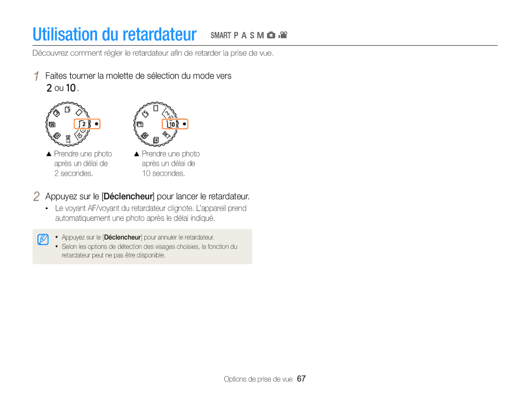 Samsung EC-EX2FZZBPBFR, EC-EX2FZZBPWFR manual Faites tourner la molette de sélection du mode vers 