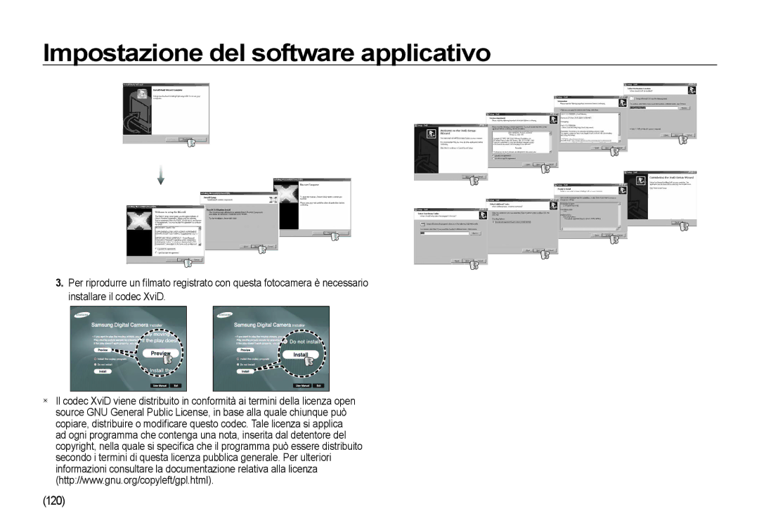 Samsung EC-I100ZSBA/E3, EC-I100ZGBA/E3, EC-I100ZRBA/E3, EC-I100ZBBA/E3 manual Impostazione del software applicativo, 120 