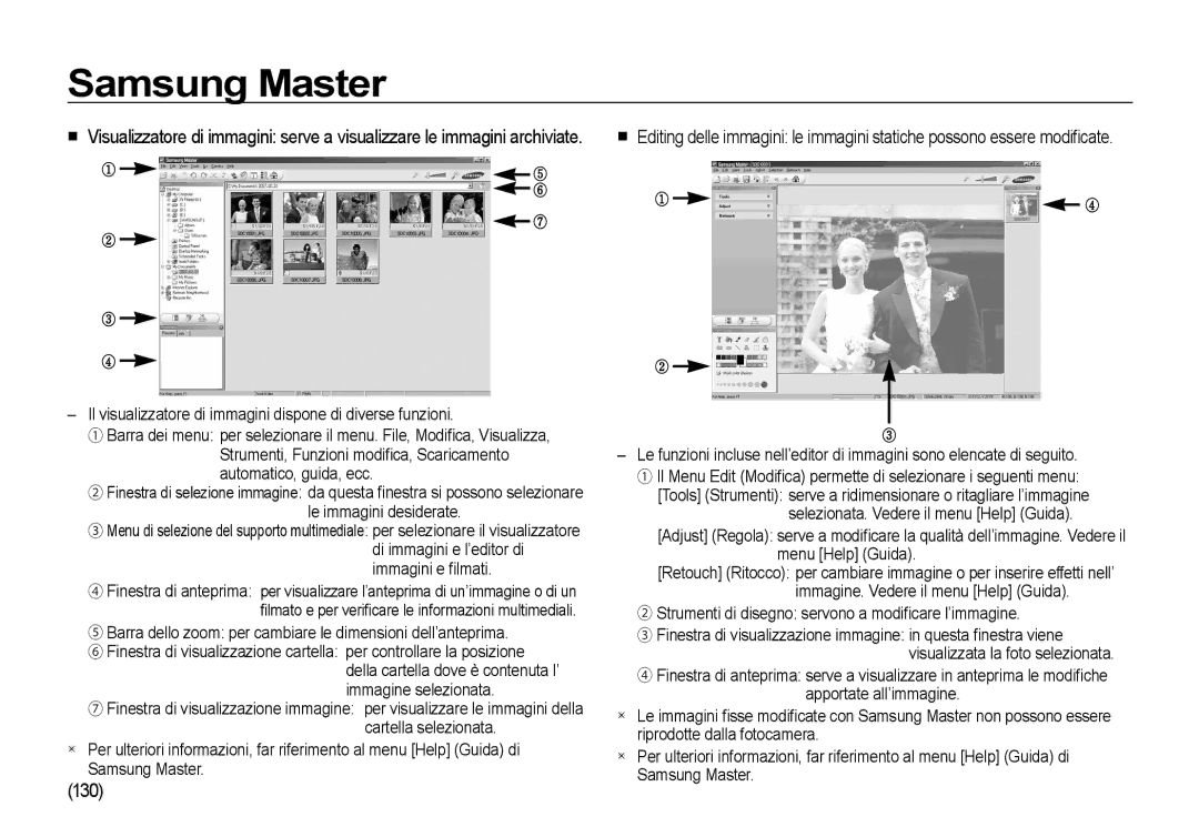 Samsung EC-I100ZSBA/E3 manual 130, Il visualizzatore di immagini dispone di diverse funzioni, Automatico, guida, ecc 