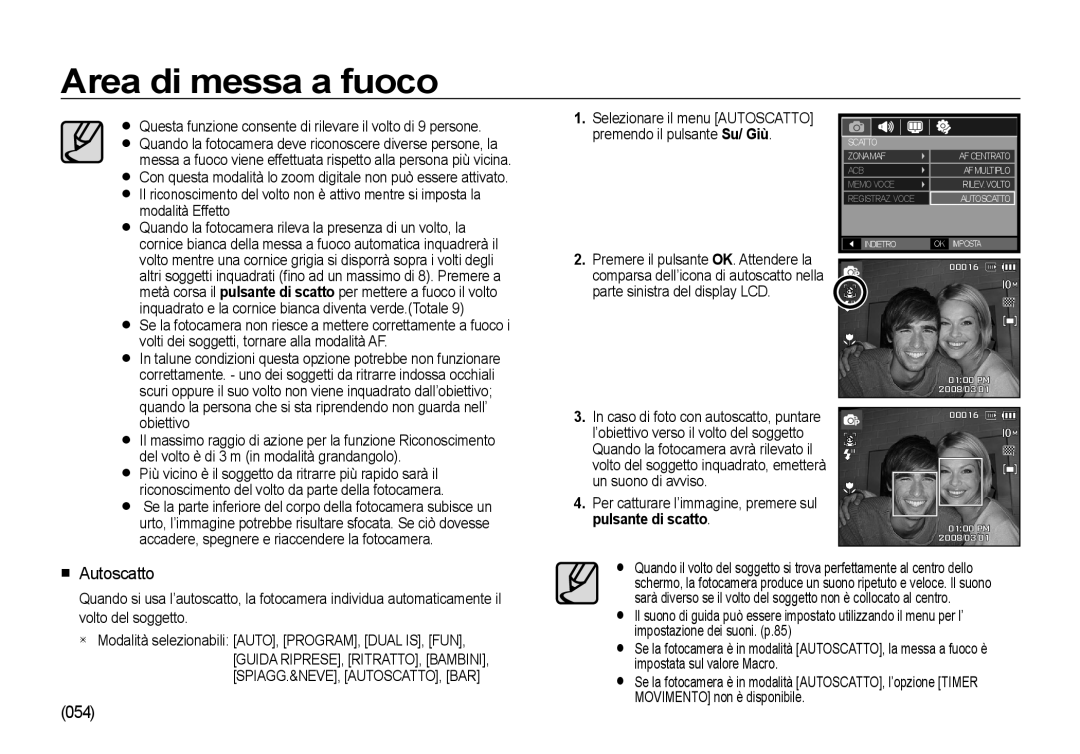 Samsung EC-I100ZGBA/IT, EC-I100ZGBA/E3, EC-I100ZSBA/E3 manual 054, Per catturare l’immagine, premere sul pulsante di scatto 