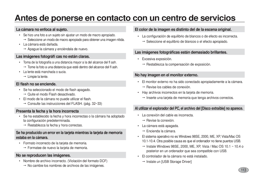 Samsung EC-I100ZSBA/E1, EC-I100ZGBA/E3, EC-I100ZSBA/E3 manual 1113, La lente está manchada o sucia  Limpie la lente 