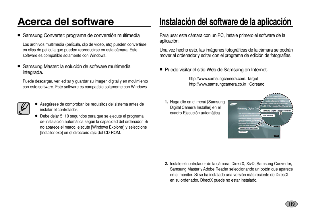 Samsung EC-I100ZGBA/E3 manual Samsung Converter programa de conversión multimedia, 1119, Haga clic en el menú Samsung 