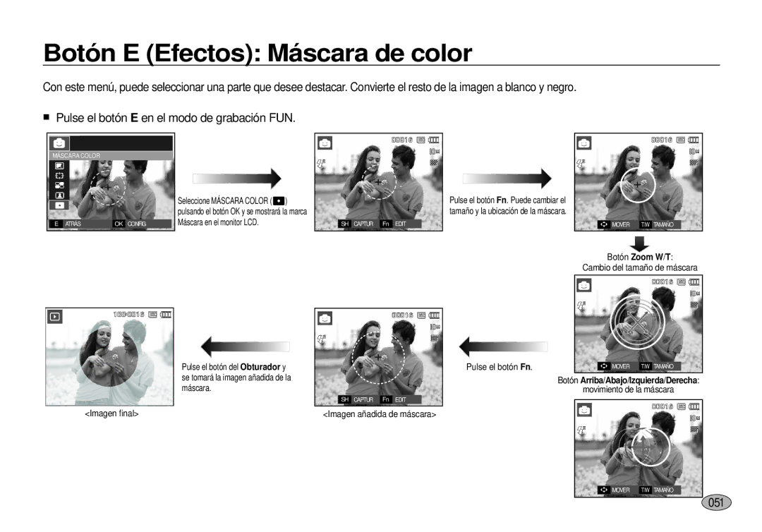 Samsung EC-I100ZRBA/E3, EC-I100ZGBA/E3, EC-I100ZSBA/E3, EC-I100ZBBA/E3, EC-I100ZSBA/E1 Botón E Efectos Máscara de color, 051 