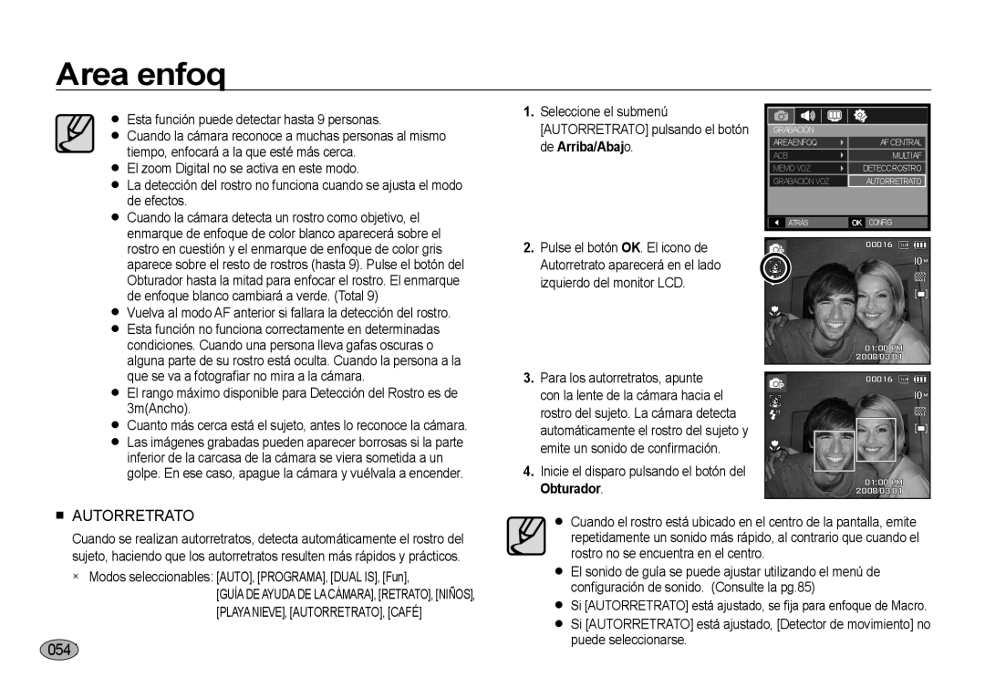 Samsung EC-I100ZGBA/E3, EC-I100ZSBA/E3, EC-I100ZRBA/E3 manual 054, Inicie el disparo pulsando el botón del Obturador 