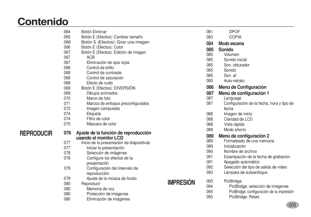 Samsung EC-I100ZSBA/E3, EC-I100ZGBA/E3, EC-I100ZRBA/E3, EC-I100ZBBA/E3, EC-I100ZSBA/E1 manual 0005, Dpof, Copia 