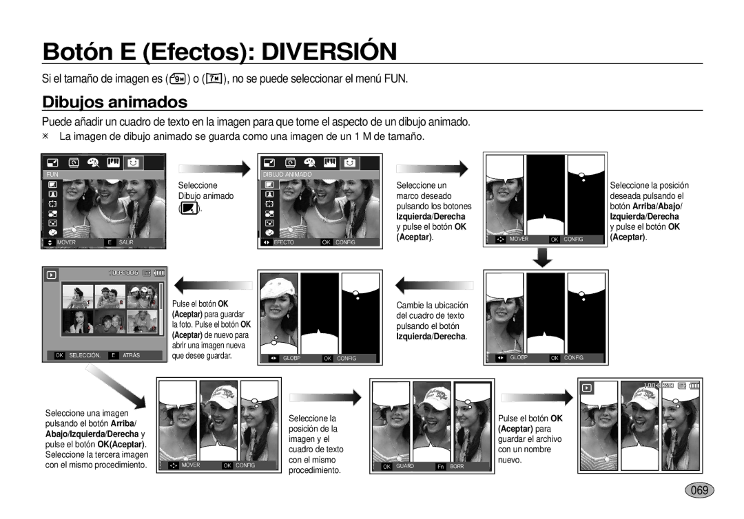 Samsung EC-I100ZGBA/E3, EC-I100ZSBA/E3, EC-I100ZRBA/E3, EC-I100ZBBA/E3, EC-I100ZSBA/E1 manual Dibujos animados, Aceptar 