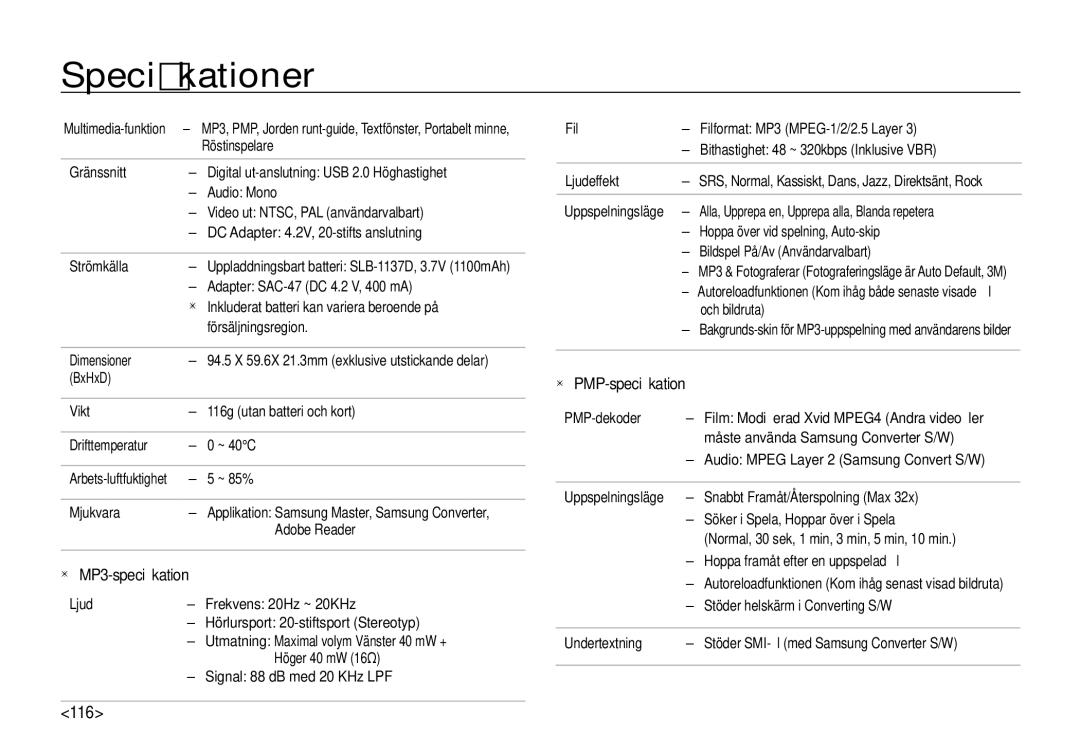 Samsung EC-I100ZSBA/E3, EC-I100ZGBA/E3, EC-I100ZRBA/E3, EC-I100ZBBA/E3 manual 116 