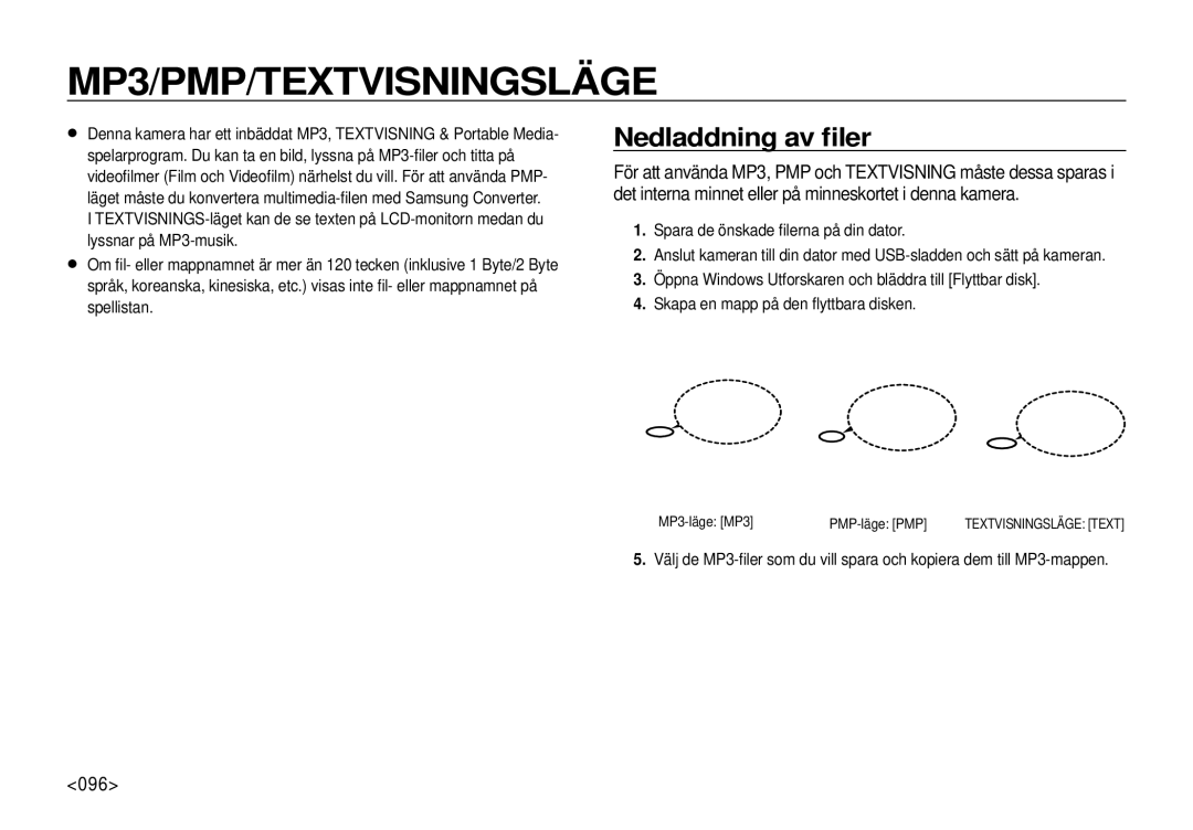 Samsung EC-I100ZSBA/E3, EC-I100ZGBA/E3, EC-I100ZRBA/E3, EC-I100ZBBA/E3 manual Nedladdning av ﬁler, 096 