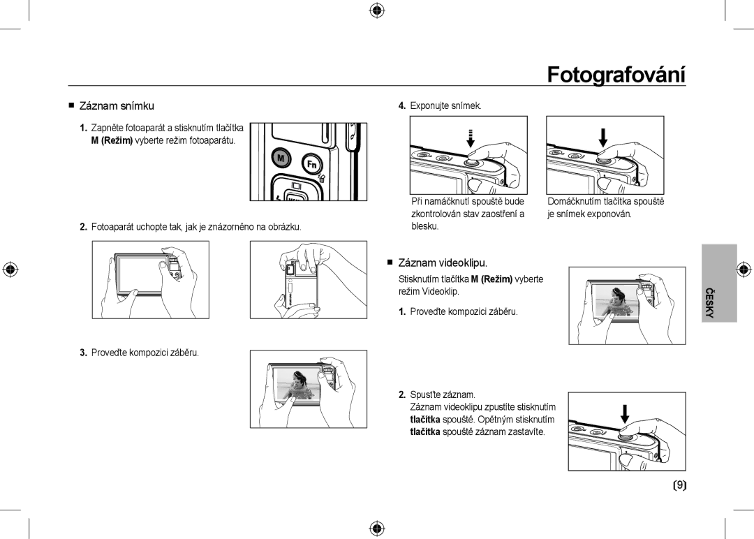 Samsung EC-I100ZABA/IT, EC-I100ZGBA/E3 manual Fotografování,  Záznam snímku,  Záznam videoklipu, Proveďte kompozici záběru 