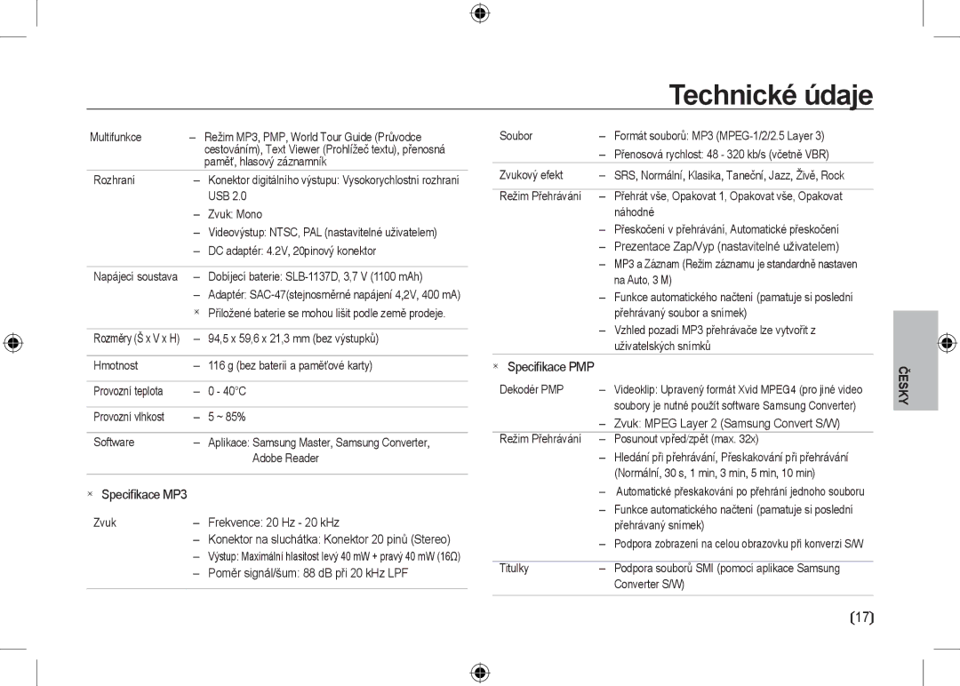 Samsung EC-I100ZBBB/AS manual Rozhraní, Usb, Zvuk Mono, 94,5 x 59,6 x 21,3 mm bez výstupků, Zvukový efekt, Režim Přehrávání 