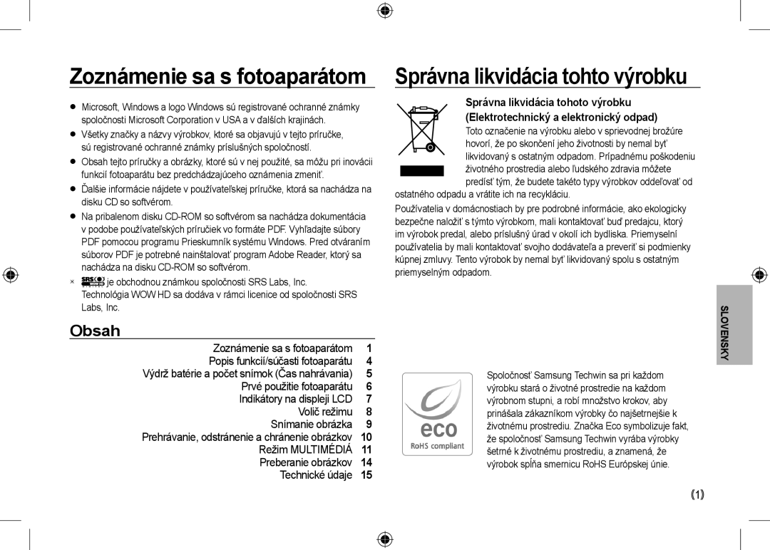 Samsung EC-I100ZABA/E3, EC-I100ZGBA/E3 manual Správna likvidácia tohto výrobku, Výdrž batérie a počet snímok Čas nahrávania 