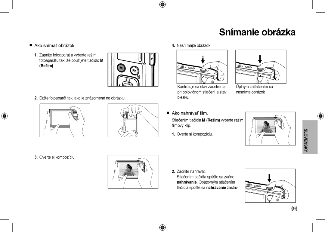 Samsung EC-I100ZBBA/RU, EC-I100ZGBA/E3, EC-I100ZSBA/FR Snímanie obrázka,  Ako snímať obrázok,  Ako nahrávať ﬁlm, Režim 