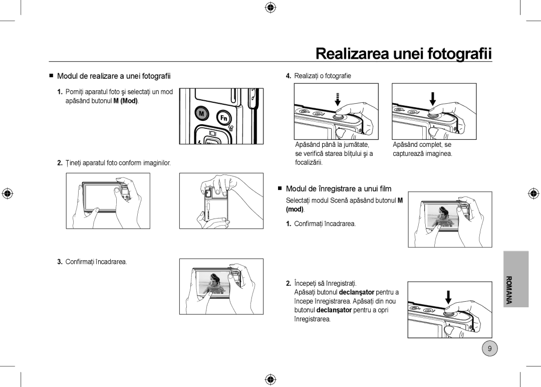 Samsung EC-I100ZBBA/FR Realizarea unei fotograﬁi,  Modul de realizare a unei fotograﬁi, Se veriﬁcă starea bliţului şi a 