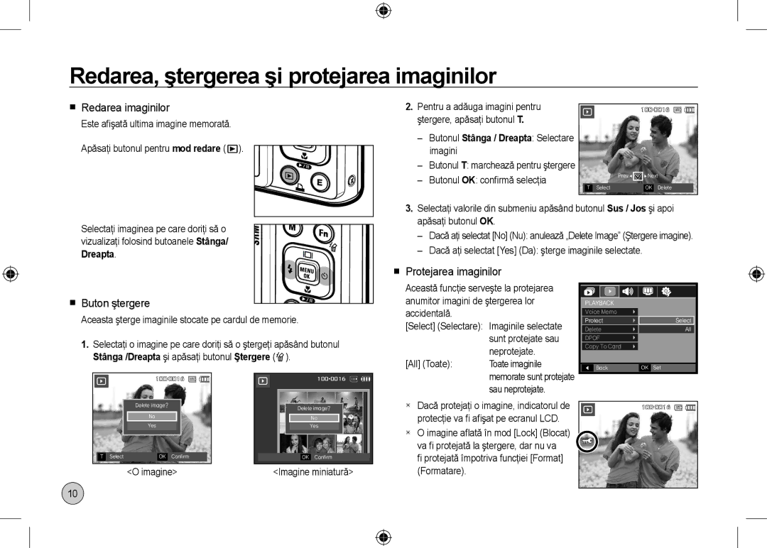 Samsung EC-I100ZBBA/E3, EC-I100ZGBA/E3 Redarea, ştergerea şi protejarea imaginilor,  Redarea imaginilor,  Buton ştergere 