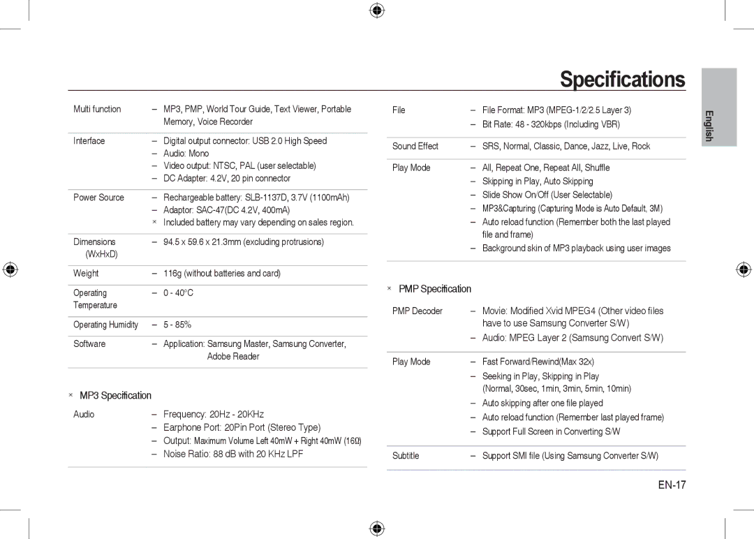 Samsung EC-I100ZRBB/AS, EC-I100ZGBA/E3, EC-I100ZSBA/FR, EC-I100ZGBA/FR, EC-I100ZSBA/E3, EC-I100ZRBA/E3, EC-I100ZBBA/FR EN-17 