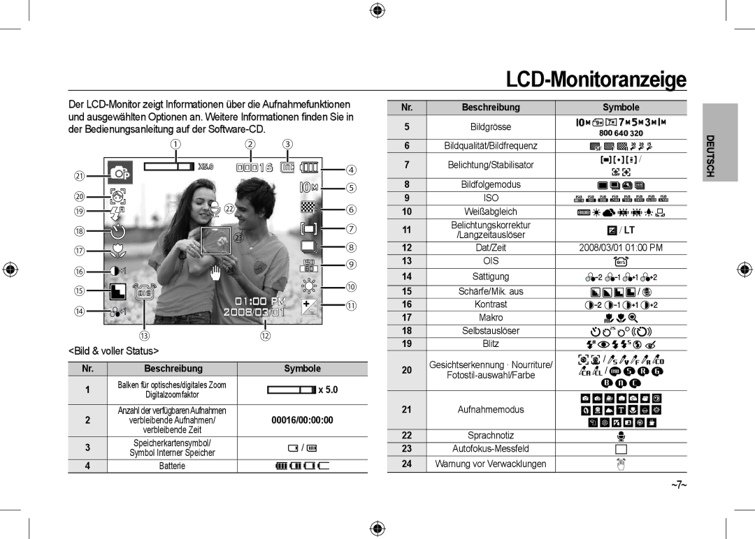 Samsung EC-I100ZGBA/RU, EC-I100ZGBA/E3, EC-I100ZSBA/FR LCD-Monitoranzeige, Bild & voller Status, ~7~, Symbole, 00016/000000 