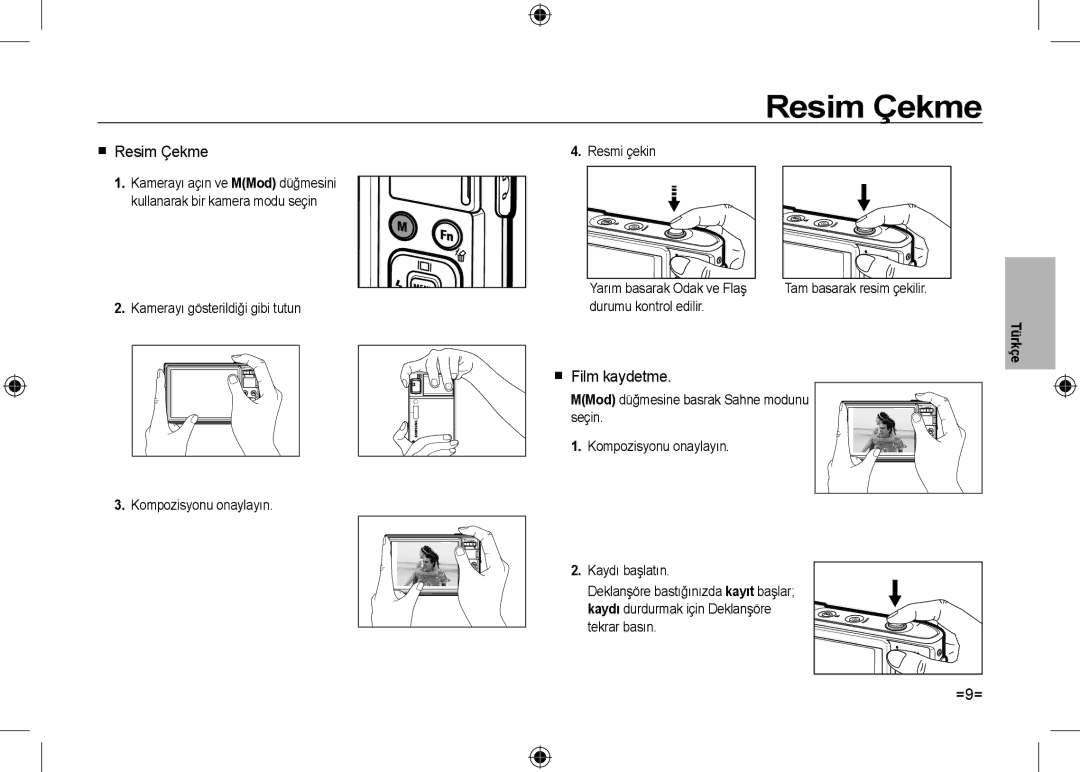 Samsung EC-I100ZRBB/AS, EC-I100ZGBA/E3, EC-I100ZSBA/FR manual  Resim Çekme,  Film kaydetme, =9=, Durumu kontrol edilir 