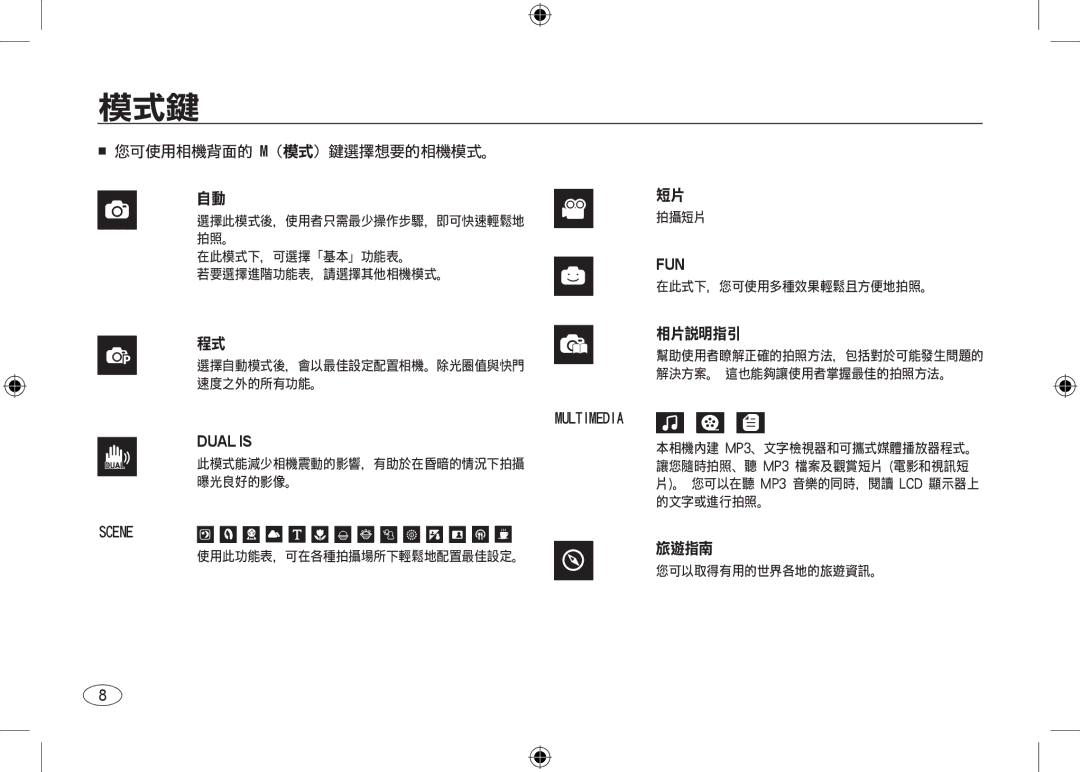 Samsung EC-I100ZRBA/E3, EC-I100ZGBA/E3, EC-I100ZSBA/FR, EC-I100ZGBA/FR, EC-I100ZSBA/E3, EC-I100ZBBA/FR, EC-I100ZBBA/E3 manual 模式鍵 