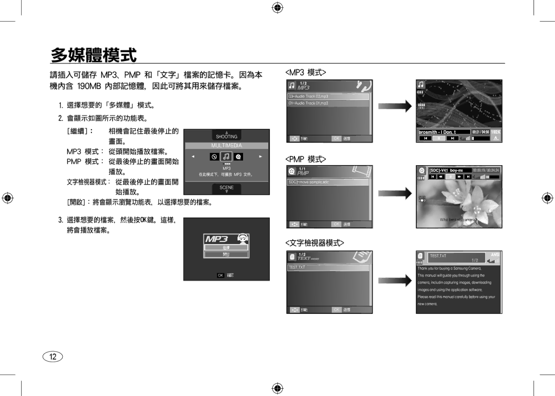 Samsung EC-I100ZRBA/IT, EC-I100ZGBA/E3, EC-I100ZSBA/FR, EC-I100ZGBA/FR, EC-I100ZSBA/E3, EC-I100ZRBA/E3 manual MP3 模式, Pmp 模式 