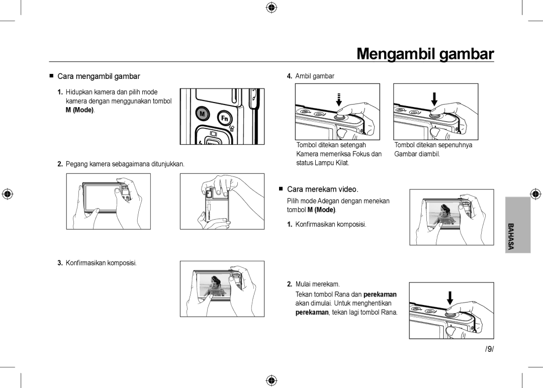 Samsung EC-I100ZNBA/RU, EC-I100ZGBA/E3 manual Mengambil gambar,  Cara mengambil gambar,  Cara merekam video, Mode 