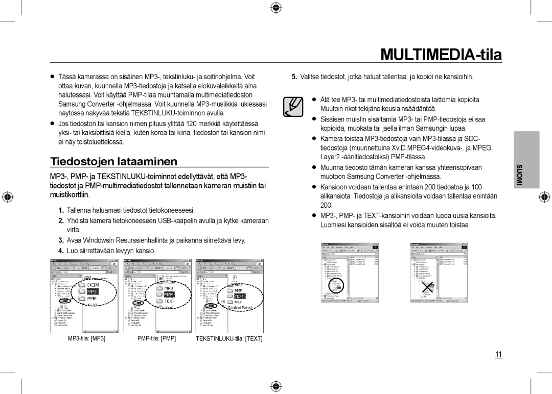 Samsung EC-I100ZBBB/AS, EC-I100ZGBA/E3, EC-I100ZSBA/FR, EC-I100ZGBA/FR manual MULTIMEDIA-tila, Tiedostojen lataaminen 