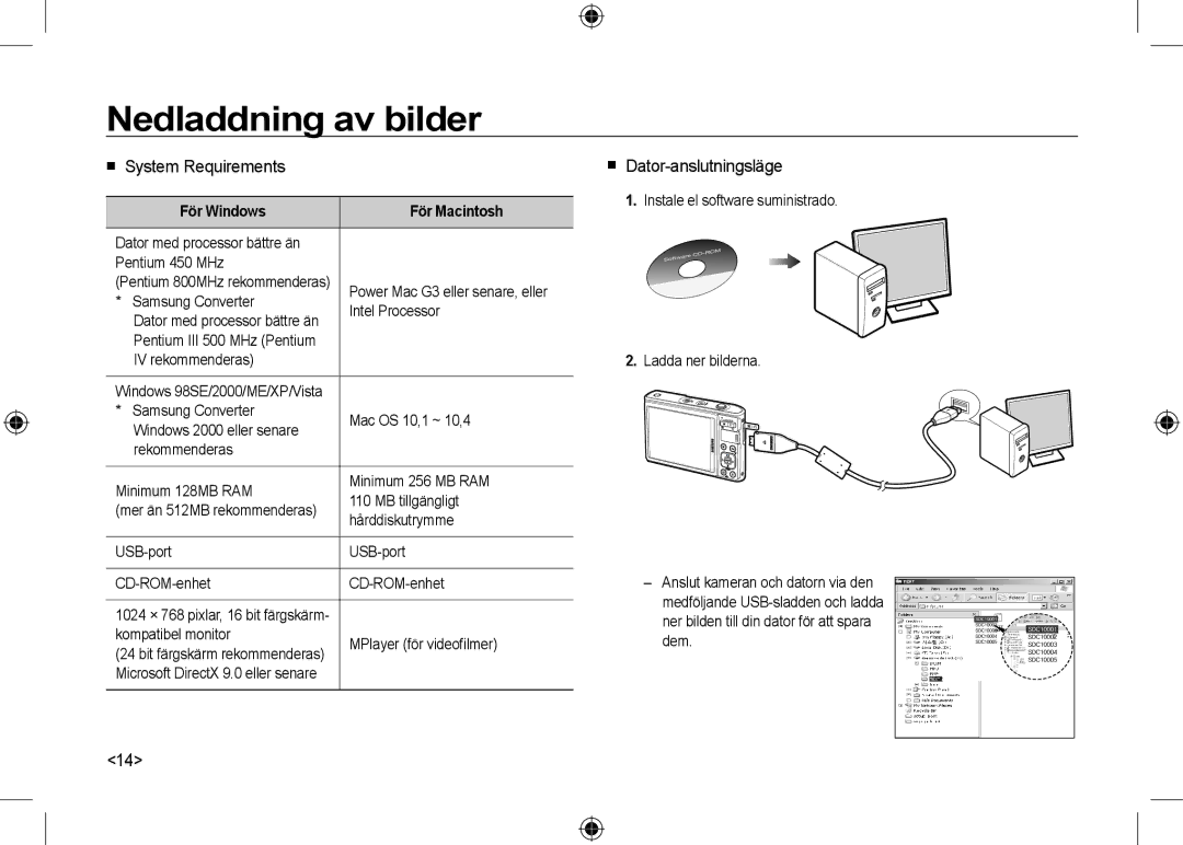 Samsung EC-I100ZNBA/IT, EC-I100ZGBA/E3 manual Nedladdning av bilder,  Dator-anslutningsläge, För Windows För Macintosh 