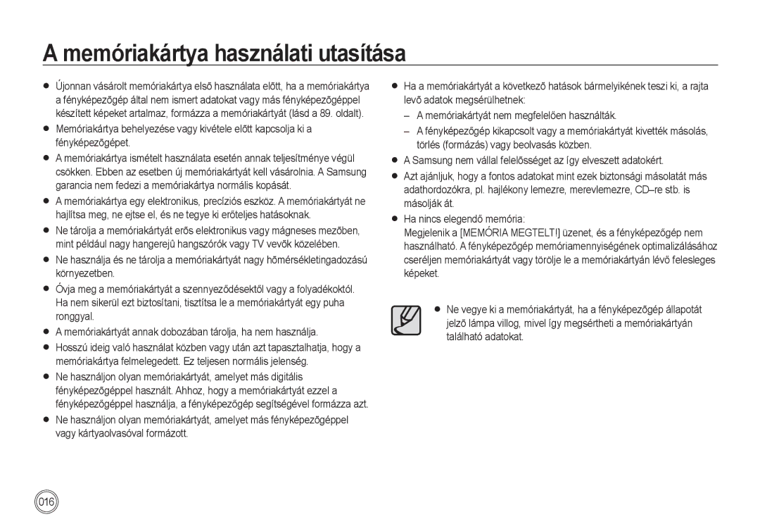 Samsung EC-I100ZBBA/E3, EC-I100ZGBA/E3, EC-I100ZSBA/FR, EC-I100ZGBA/FR, EC-I100ZSBA/E3 Memóriakártya használati utasítása 