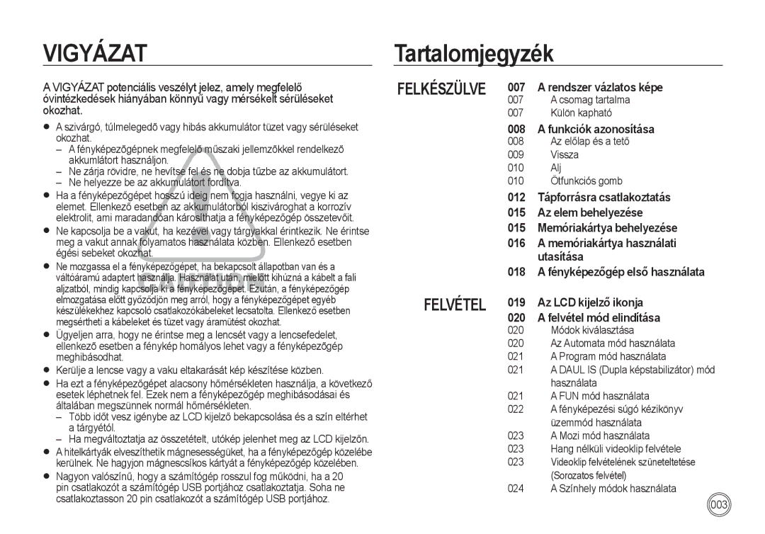 Samsung EC-I100ZRBA/E3, EC-I100ZGBA/E3 manual Tartalomjegyzék, Csomag tartalma Külön kapható, Színhely módok használata 