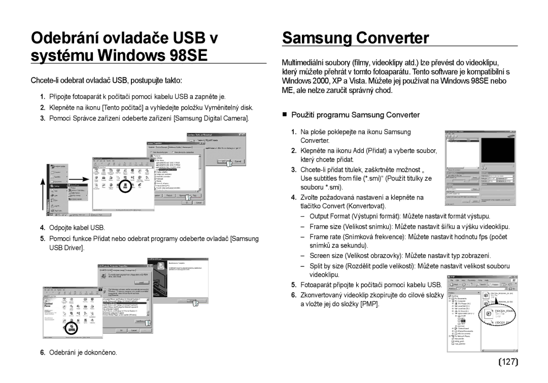 Samsung EC-I100ZSBA/E3, EC-I100ZABA/E3 manual Samsung Converter, Chcete-li odebrat ovladač USB, postupujte takto 