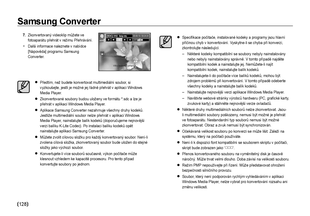 Samsung EC-I100ZABA/E3 manual Kompatibilní kodek, nainstalujte balík kodeků, Všechny kodeky a nainstalujte balík kodeků 