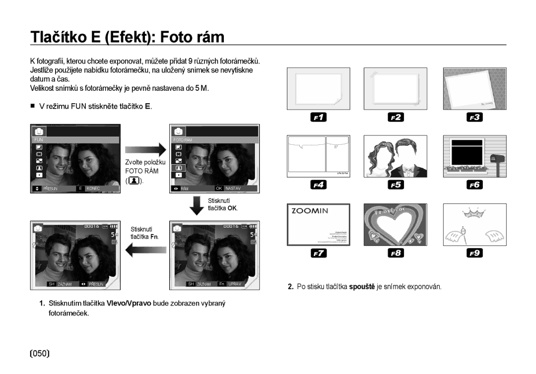 Samsung EC-I100ZABA/E3, EC-I100ZSBA/E3 manual Tlačítko E Efekt Foto rám 