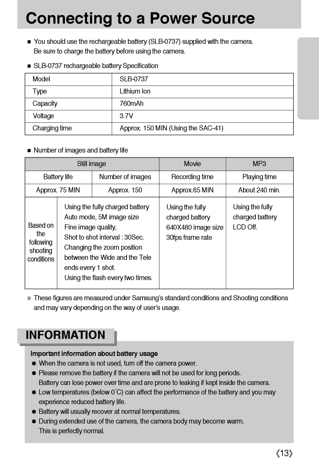 Samsung EC-I50ZZSBA/SP, EC-I50ZZBBA/FR, EC-I50ZZRBA/FR, EC-I50ZZSBA/AS, EC-I50ZZSBA/GB manual Connecting to a Power Source 