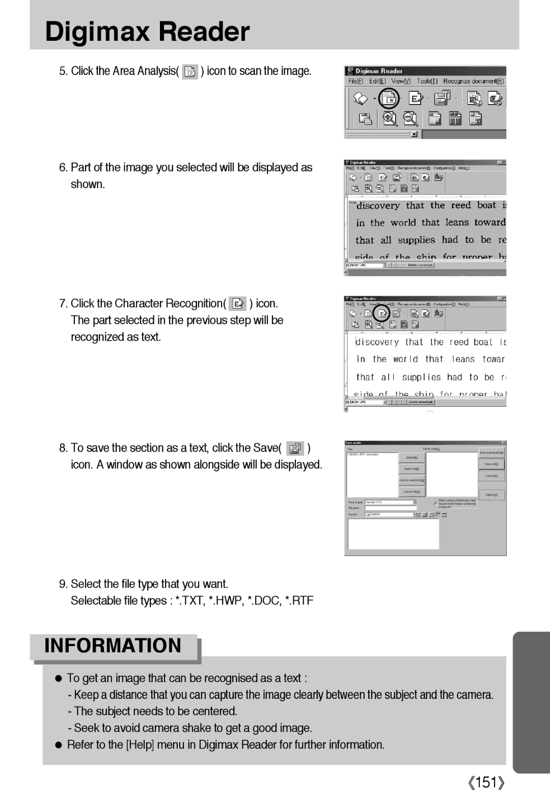 Samsung EC-I50ZZRBA/E1, EC-I50ZZBBA/FR, EC-I50ZZRBA/FR Recognized as text, To get an image that can be recognised as a text 