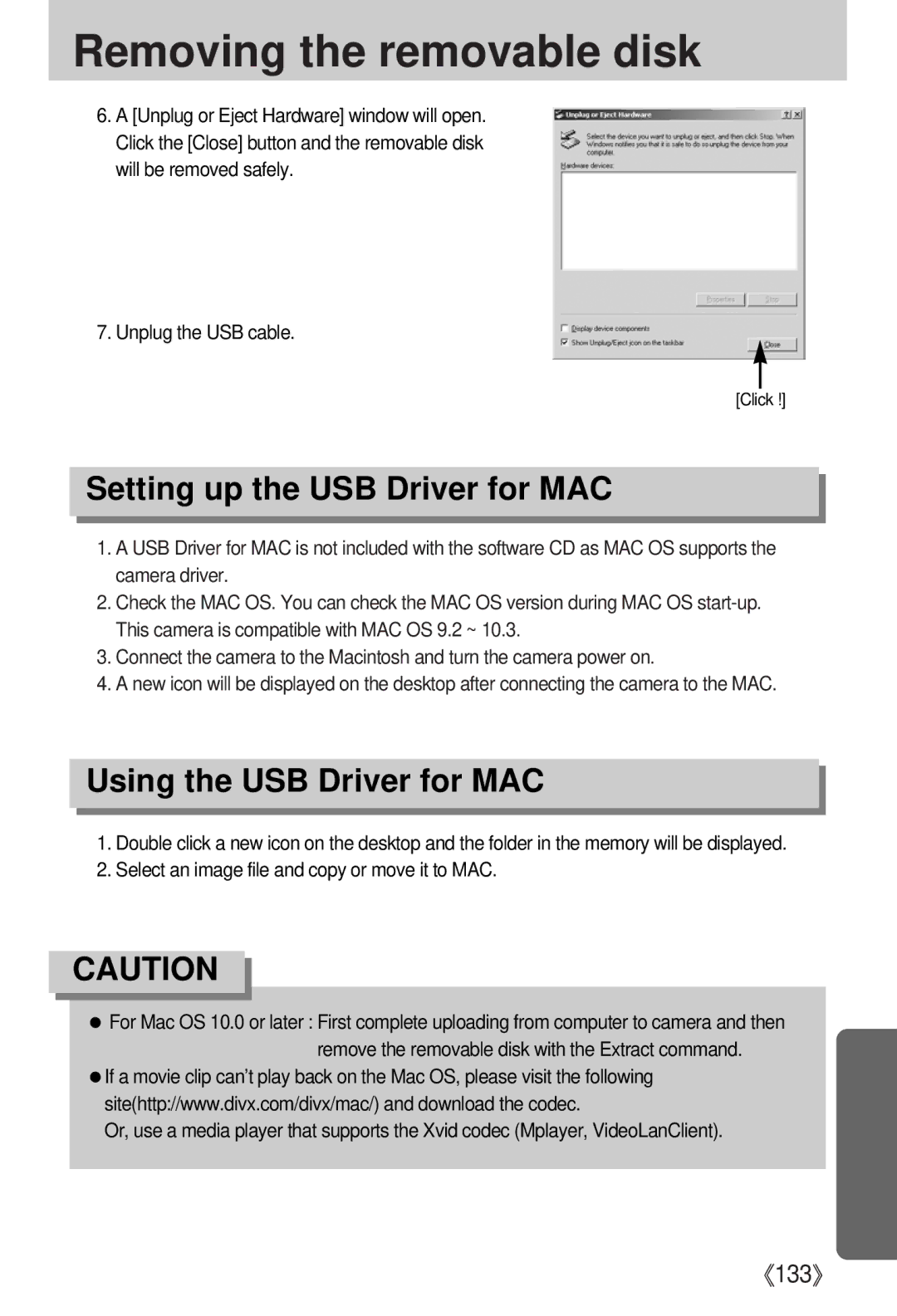 Samsung EC-I5ZZZSBC/E1, EC-I5ZZZRBA/US, EC-I5ZZZSBB/GB manual Setting up the USB Driver for MAC, Using the USB Driver for MAC 