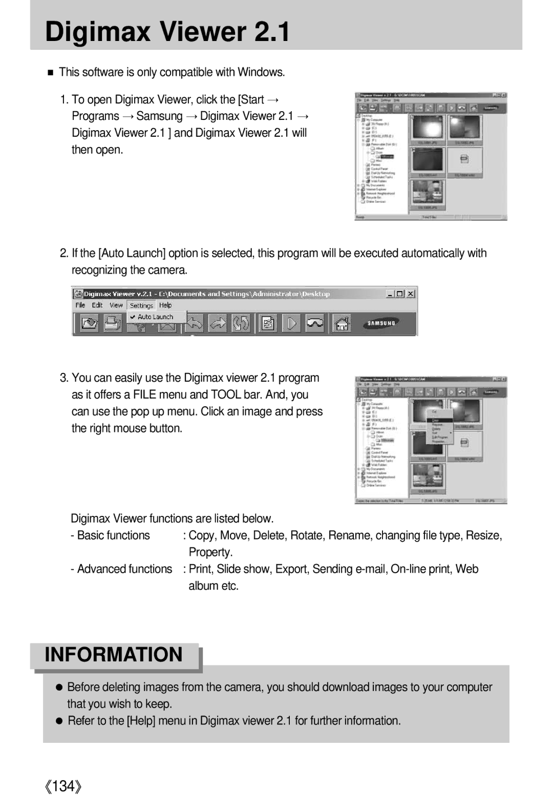 Samsung EC-I5ZZZBBA/AS, EC-I5ZZZRBA/US, EC-I5ZZZSBB/GB, EC-I5ZZZSBC/DE, EC-I5ZZZSBC/E1, EC-I5ZZZBBA/GB manual Digimax Viewer 