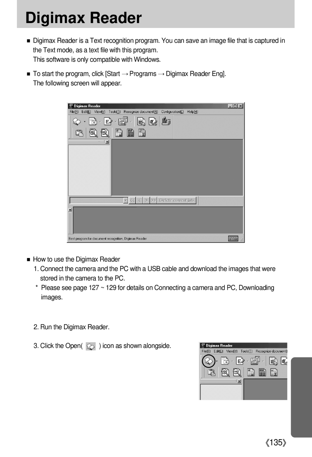 Samsung EC-I5ZZZBBA/GB, EC-I5ZZZRBA/US, EC-I5ZZZSBB/GB, EC-I5ZZZSBC/DE, EC-I5ZZZSBC/E1, EC-I5ZZZBBA/AS manual Digimax Reader 